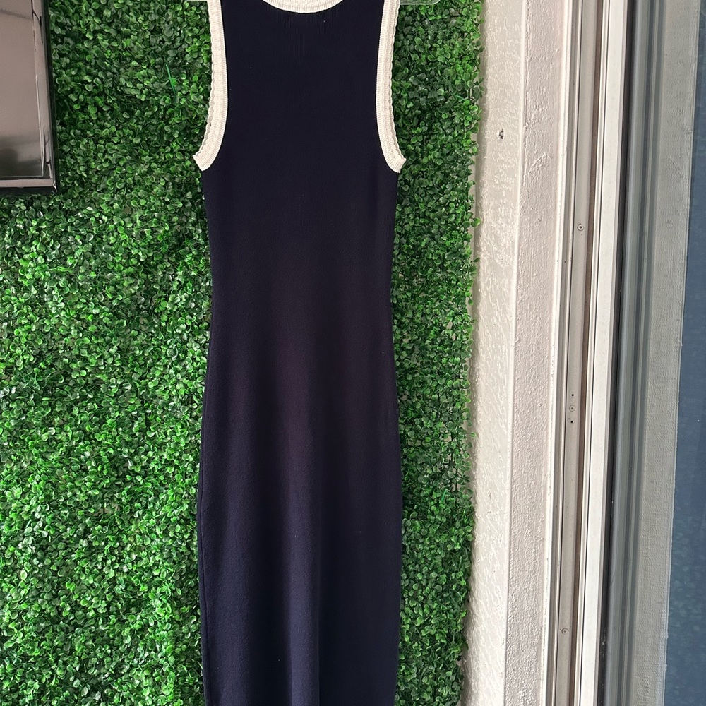 Caroline Constas Navy and White Midi Dress - Picture 4 of 6